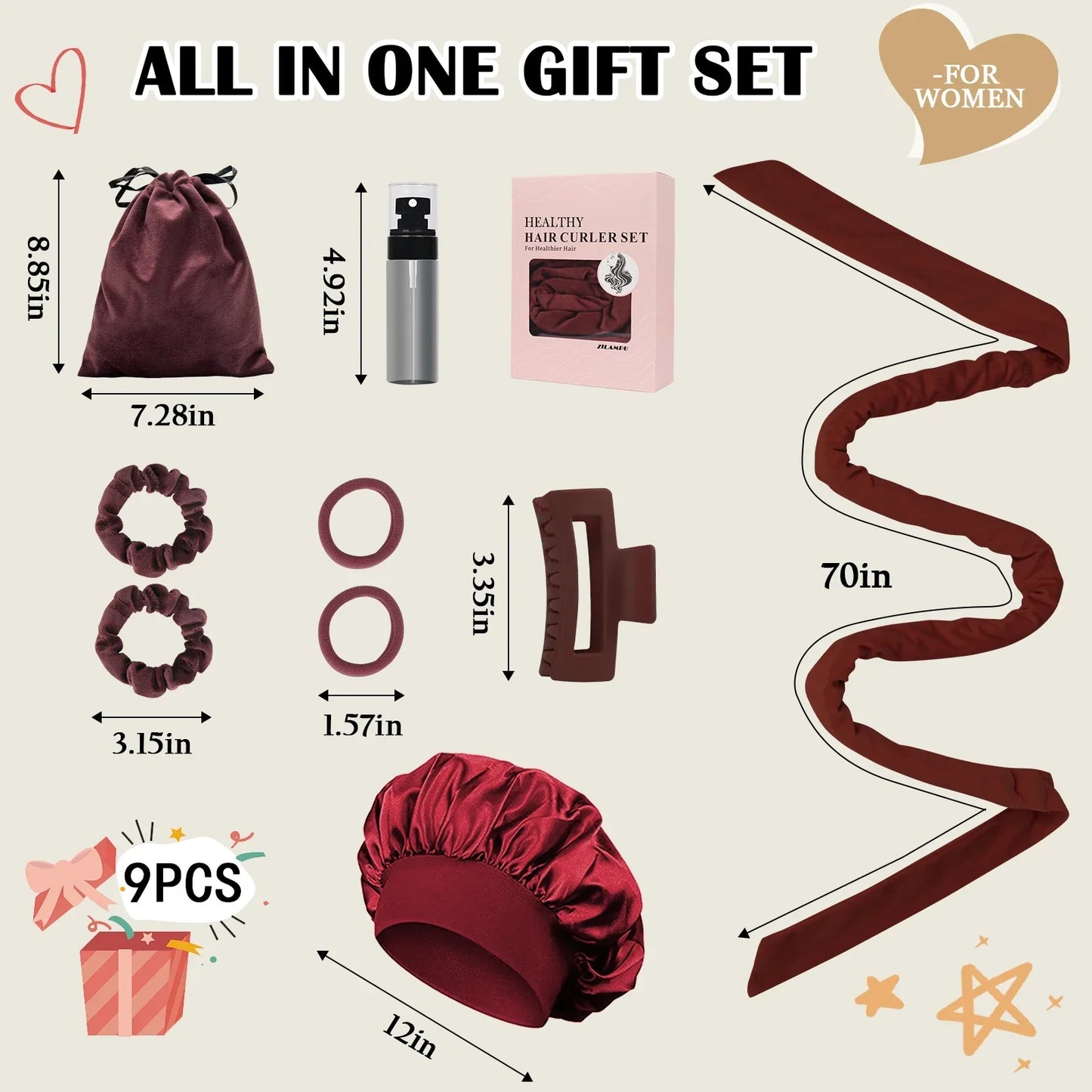 Amtn Club | Bandeau Boucleur Sans Chaleur Kit 9 Pièces – Boucles Douces