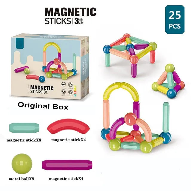 Amtn Club | MagneStix - Blocs de Construction Magnétiques Aimantés pour Enfants | Jeu Éducatif STEM Créatif et Construction Magnétique