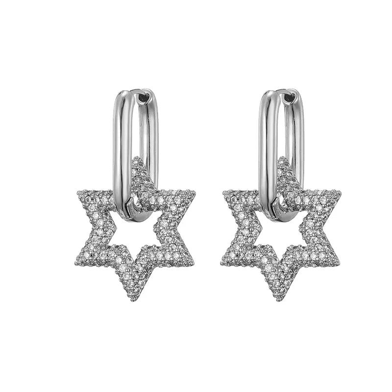 Amtn Club | Boucles d’Oreilles Créoles Cristal Étoile