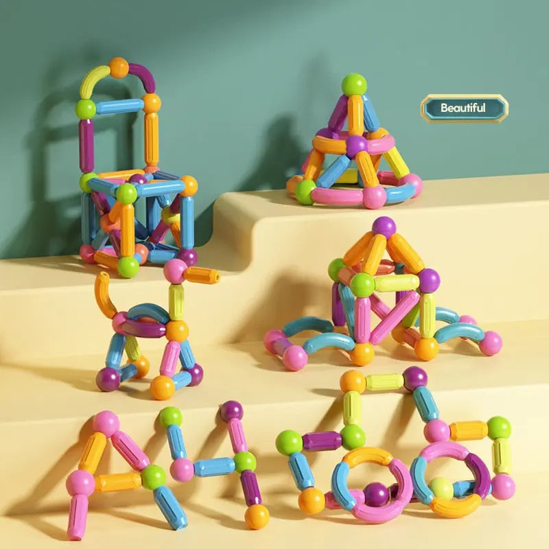 Amtn Club | MagneStix - Blocs de Construction Magnétiques Aimantés pour Enfants | Jeu Éducatif STEM Créatif et Construction Magnétique