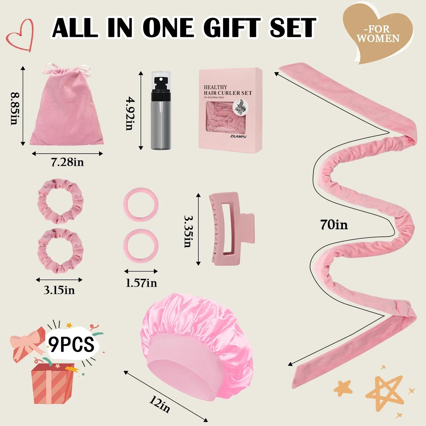 Amtn Club | Bandeau Boucleur Sans Chaleur Kit 9 Pièces – Effet Boucles Naturelles
