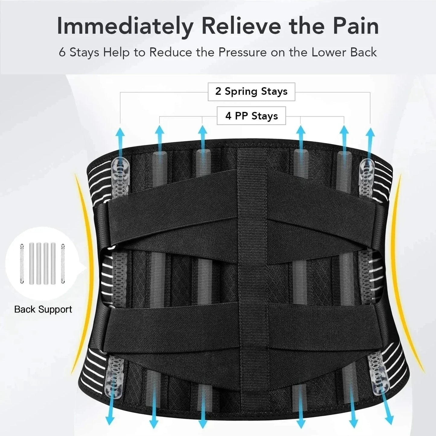 Amtn Club | Ceinture de soutien dorsal OrthoFlexa – soutien lombaire 360° avec aluminium à mémoire et ressorts en acier – respirante et invisible sous les vêtements