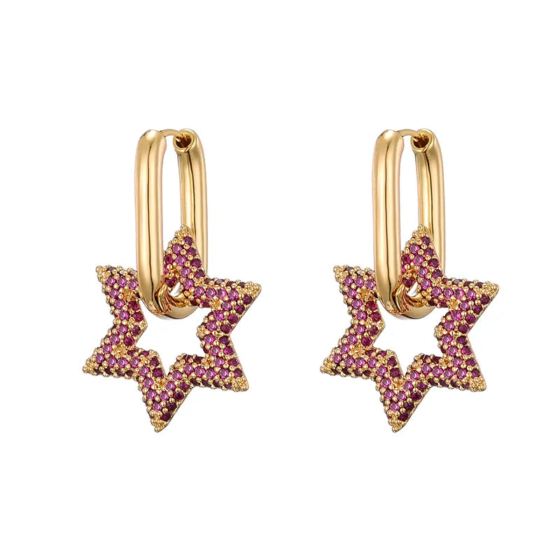 Amtn Club | Boucles d’Oreilles Créoles Cristal Étoile