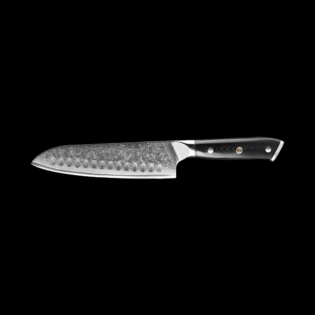 Amtn Club | Kuro Damascus Santoku Couteau de Cuisine Japonais Premium – Lame Acier Damas VG-10 Haute Précision et Performance Professionnelle