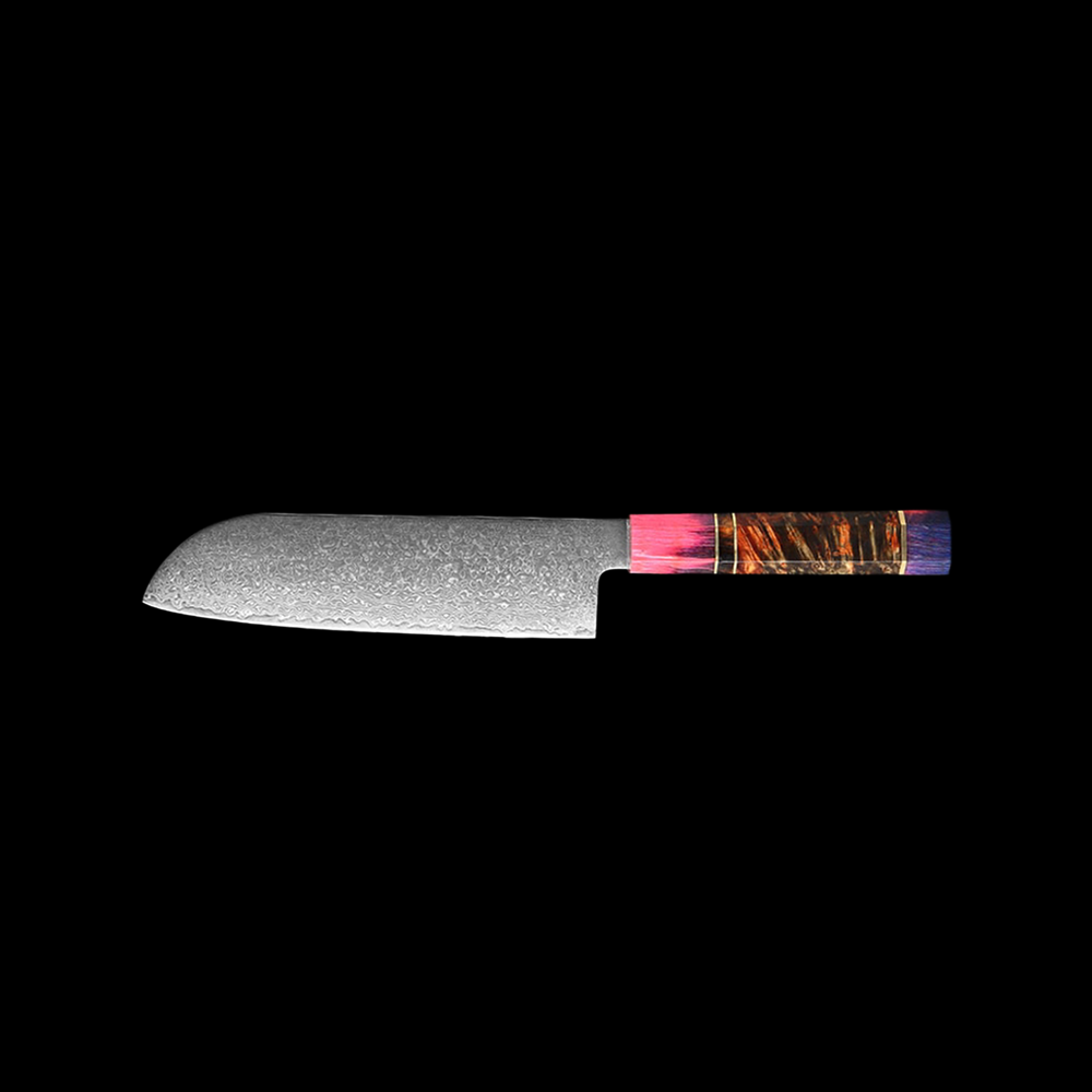 Amtn Club | Mahou Damascus Santoku Couteau de Cuisine Premium – Lame Acier Damas Haute Précision pour Découpe Professionnelle