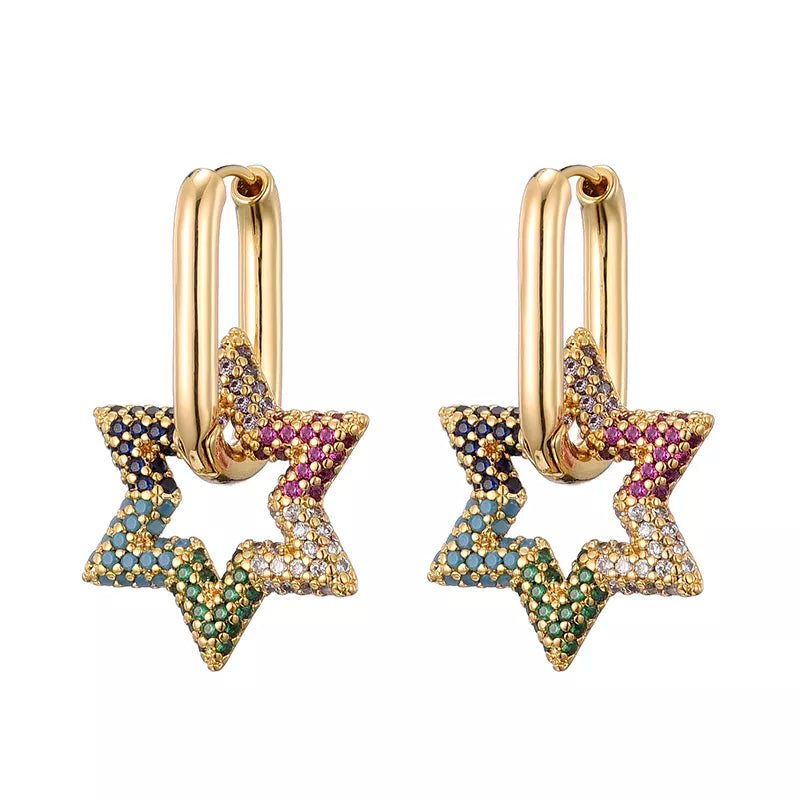 Amtn Club | Boucles d’Oreilles Créoles Cristal Étoile