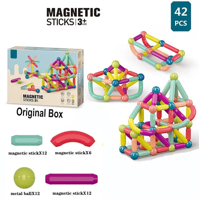 Amtn Club | MagneStix - Blocs de Construction Magnétiques Aimantés pour Enfants | Jeu Éducatif STEM Créatif et Construction Magnétique
