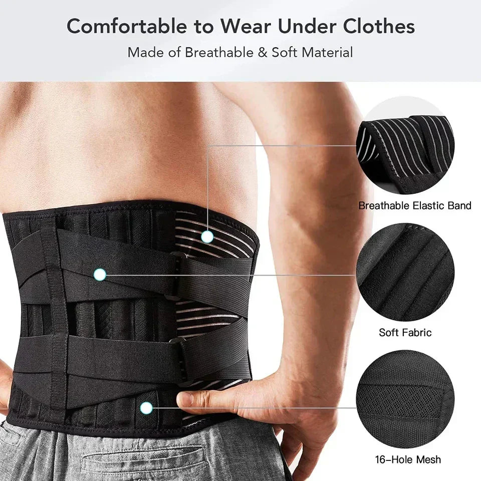 Amtn Club | Ceinture de soutien dorsal OrthoFlexa – soutien lombaire 360° avec aluminium à mémoire et ressorts en acier – respirante et invisible sous les vêtements