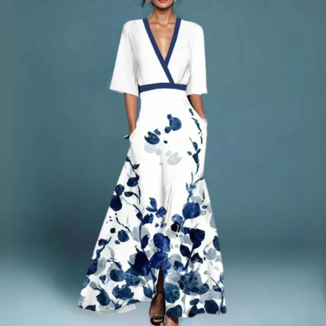 Amtn Club | Robe Longue Fleurie Jill Femme Élégante Chic – Maxi Dress Bohème Été Premium Confort & Style