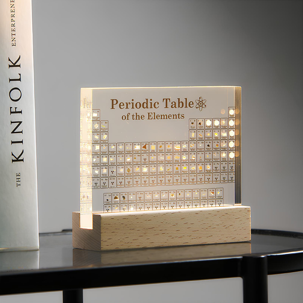 Amtn Club | Tableau périodique lumineux Elementa avec éléments réels – décoration scientifique LED éducative