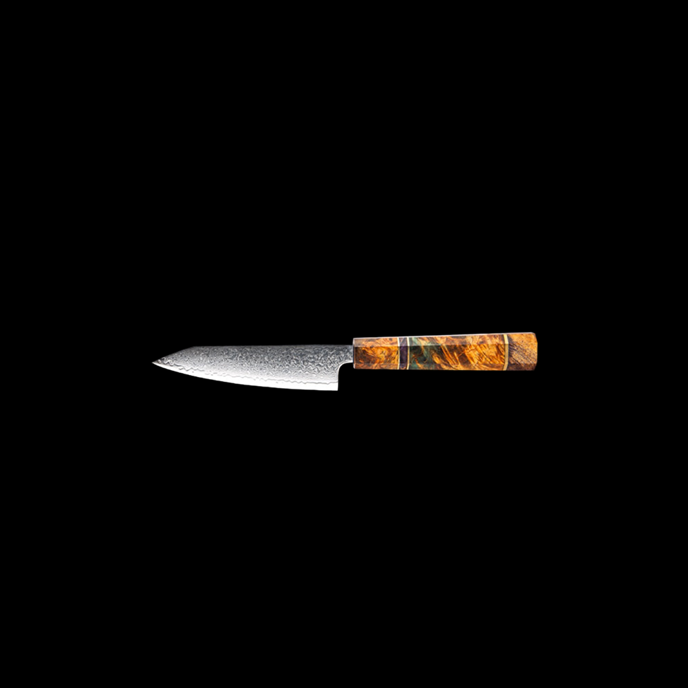 Amtn Club | Mahou Damascus Petty Knife – Couteau d’Office Japonais Premium en Acier Damas Haute Précision pour Découpe Fine