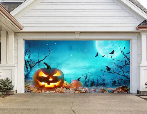 Amtn Club | Décoration de Porte de Garage Halloween – Housse Décorative Festive Effet Hanté pour Garage