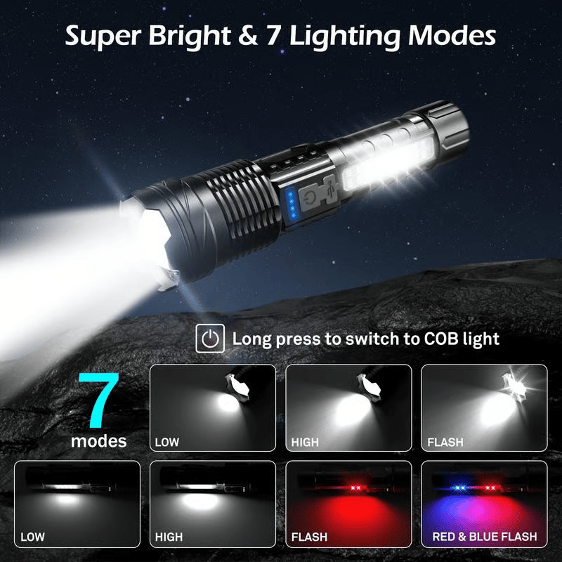 Lampe de poche laser blanche avec éclairage extérieur et lumière de travail latérale COB | Amtn Club
