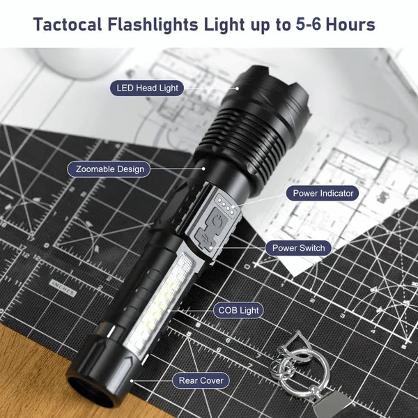 Lampe de poche laser blanche avec éclairage extérieur et lumière de travail latérale COB | Amtn Club