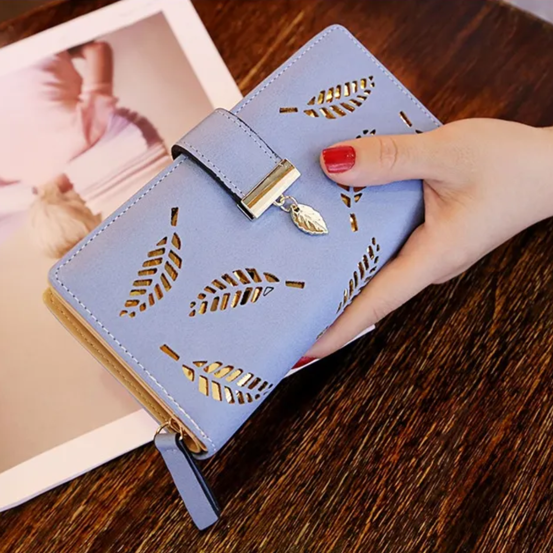 Amtn Club | Portefeuille en cuir à feuilles dorées élégant design raffiné luxe moderne
