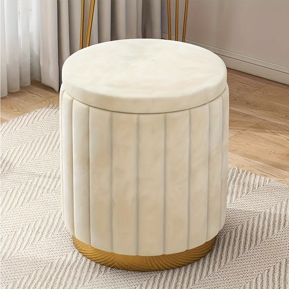 Amtn Club | Ottoman de Rangement Rond avec Finition Miroir – Nordic Chic