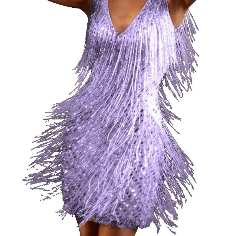 Amtn Club | Robe à Paillettes avec Franges Élégantes – Celina