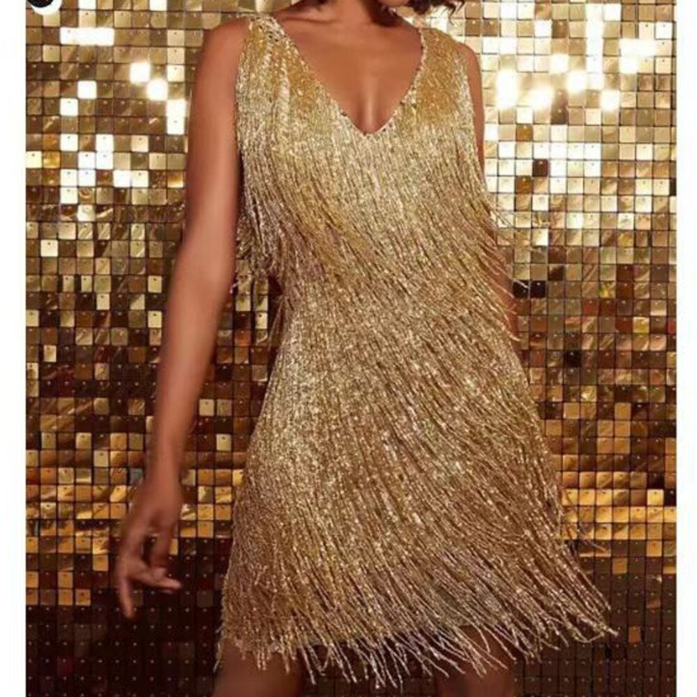 Amtn Club | Robe à Paillettes avec Franges Élégantes – Celina