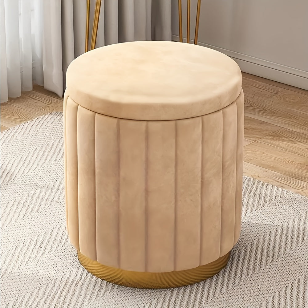 Amtn Club | Ottoman de Rangement Rond avec Finition Miroir – Nordic Chic