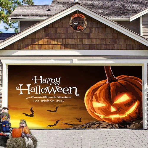 Amtn Club | Décoration de Porte de Garage Halloween – Housse Décorative Festive Effet Hanté pour Garage