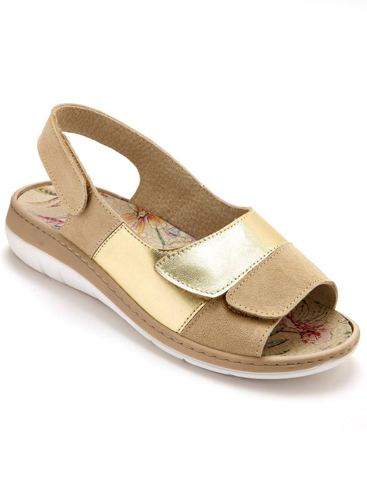 Sandales Amtnclub en cuir véritable avec fermeture Velcro et détails dorés