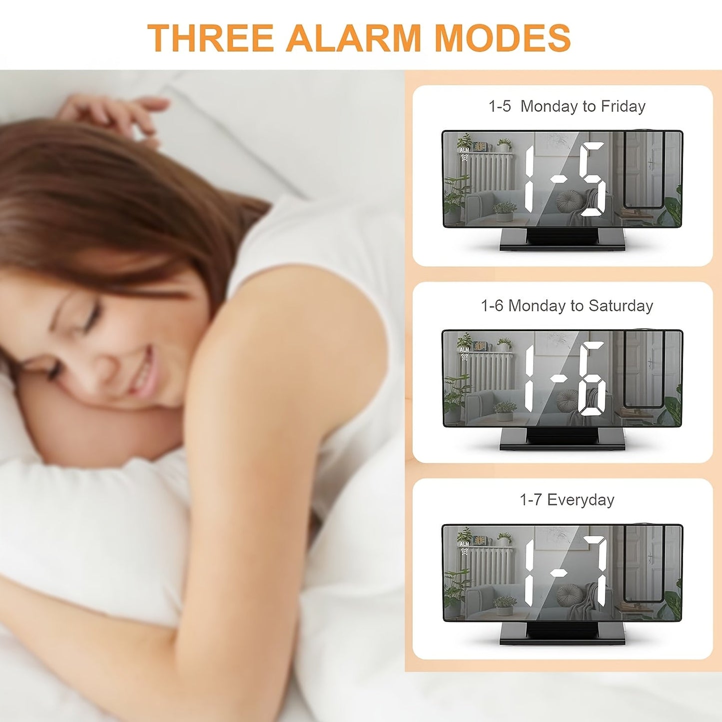Amtn Club | Réveil LED avec Projection 180° & Fonction Snooze