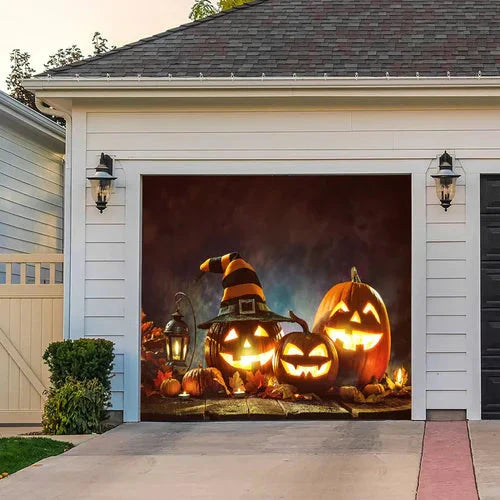 Amtn Club | Décoration de Porte de Garage Halloween – Housse Décorative Festive Effet Hanté pour Garage