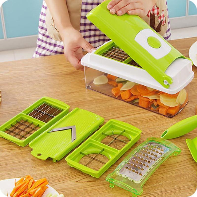 Amtn Club | Coupe-légumes multifonction 12-en-1 SlicePro – trancheur et hachoir cuisine polyvalent