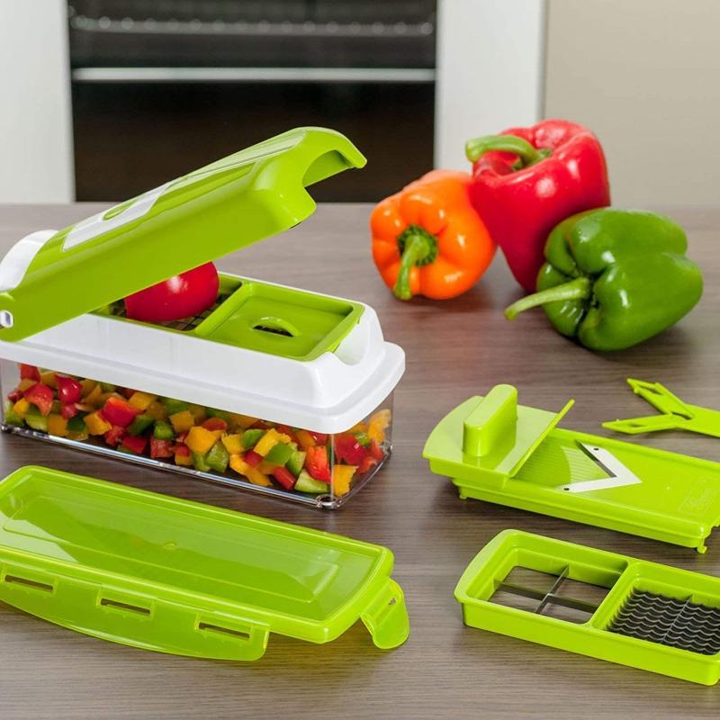 Amtn Club | Coupe-légumes multifonction 12-en-1 SlicePro – trancheur et hachoir cuisine polyvalent