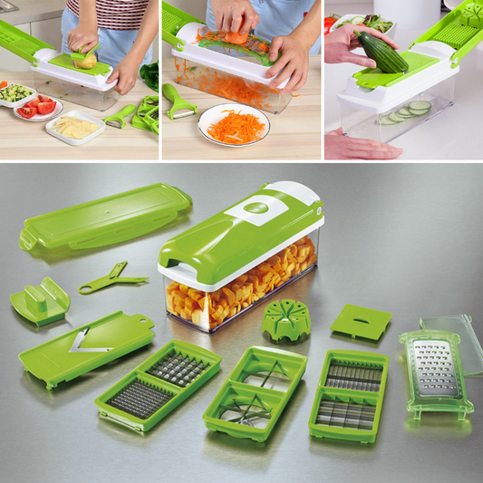 Amtn Club | Coupe-légumes multifonction 12-en-1 SlicePro – trancheur et hachoir cuisine polyvalent