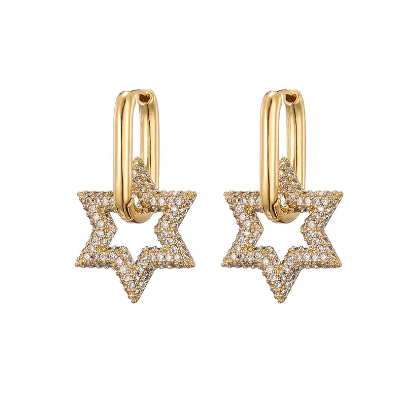Amtn Club | Boucles d’Oreilles Créoles Cristal Étoile