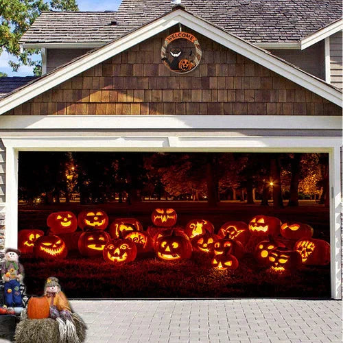 Amtn Club | Décoration de Porte de Garage Halloween – Housse Décorative Festive Effet Hanté pour Garage
