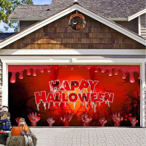 Amtn Club | Décoration de Porte de Garage Halloween – Housse Décorative Festive Effet Hanté pour Garage