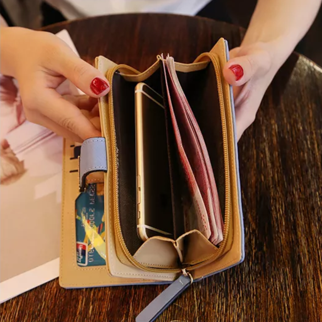 Amtn Club | Portefeuille en Cuir avec Feuilles Dorées