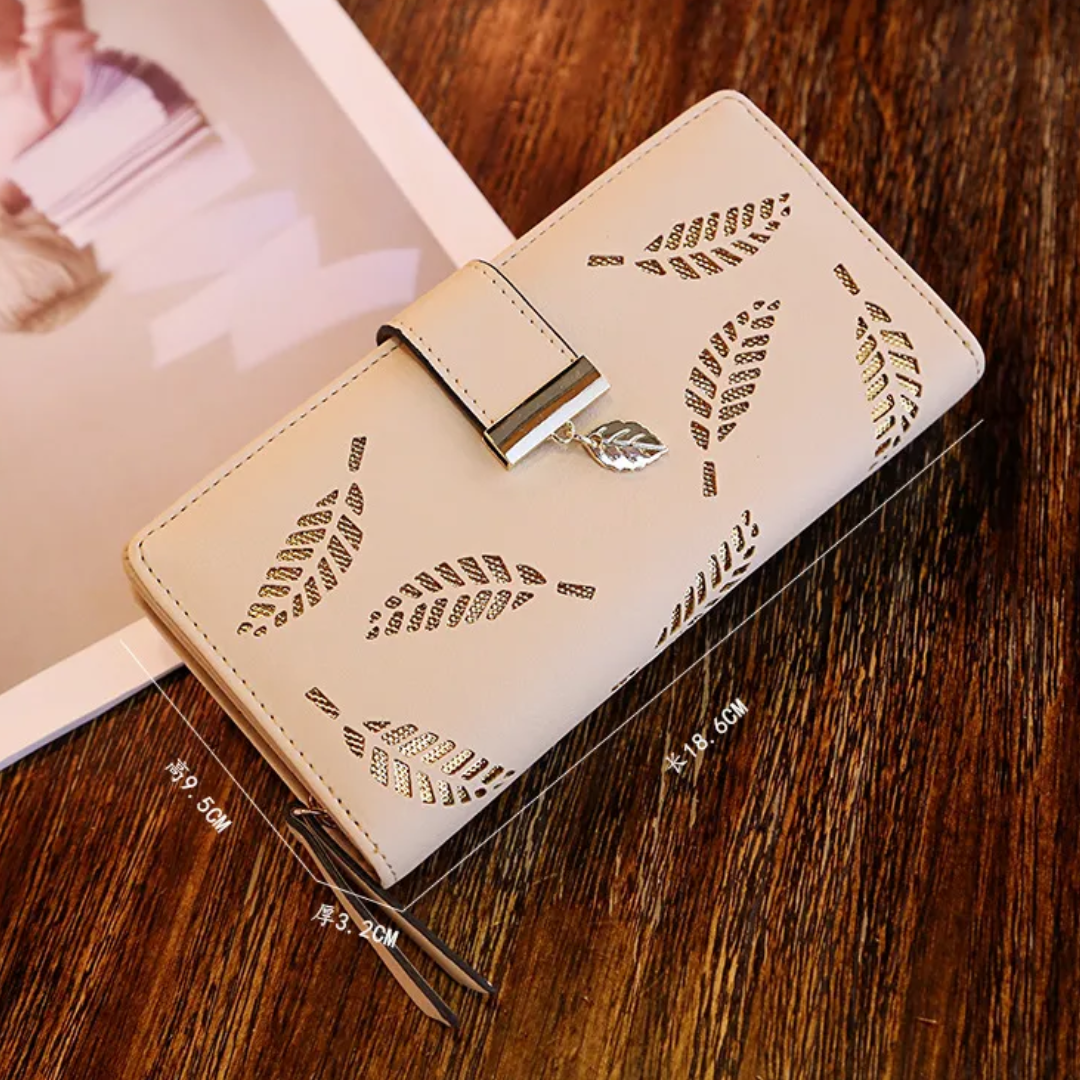 Amtn Club | Portefeuille en cuir à feuilles dorées élégant design raffiné luxe moderne