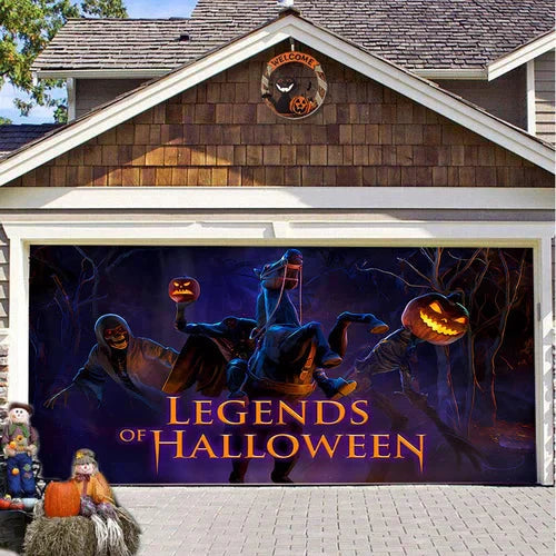 Amtn Club | Décoration de Porte de Garage Halloween – Housse Décorative Festive Effet Hanté pour Garage