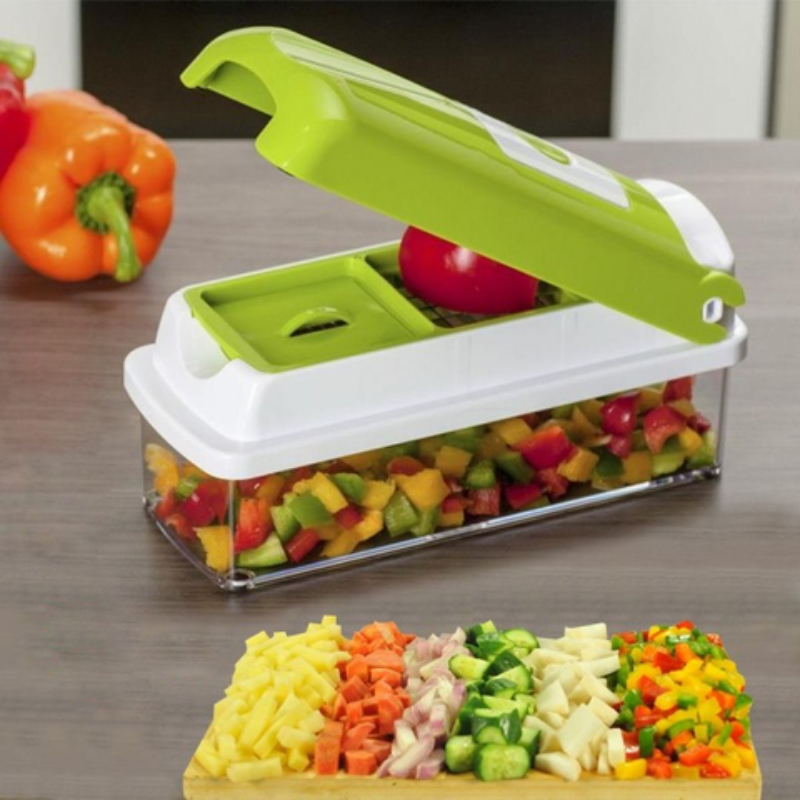Amtn Club | Coupe-légumes multifonction 12-en-1 SlicePro – trancheur et hachoir cuisine polyvalent