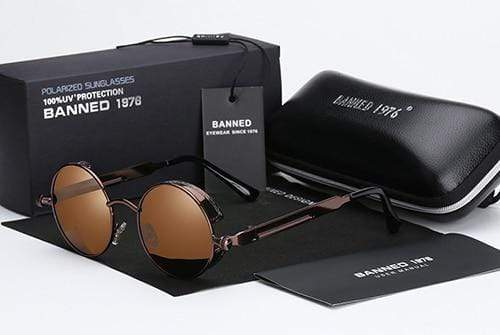 Amtn Club | Lunettes de soleil rétro rondes polarisées Argo – style steampunk élégant et protection polarisée moderne