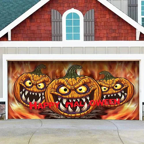 Amtn Club | Décoration de Porte de Garage Halloween – Housse Décorative Festive Effet Hanté pour Garage