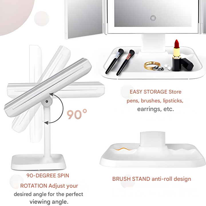 Amtn Club | Miroir de Maquillage LED avec Éclairage Triple – Clara