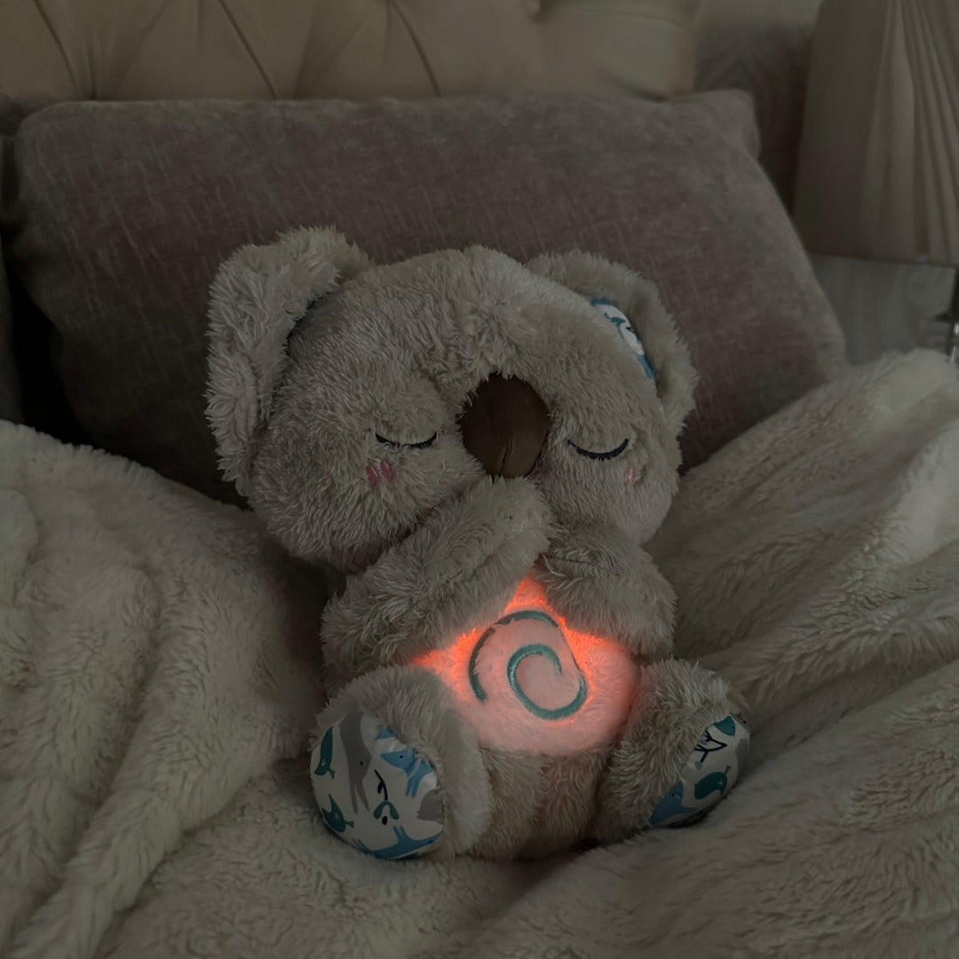 Amtn Club | Koala apaisant jouet de respiration rythmique avec simulation respiratoire, thérapie sonore, tactile haptique et veilleuse LED intégrée en peluche lestée